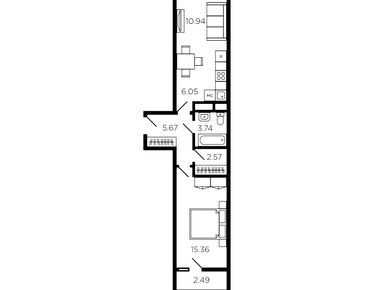 2-комнатная 47.00 кв.м, Миниполис «Рафинад», 10 820 942 руб.