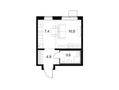 Планировки студии в ЖК «1-й Южный» (Первый Южный)