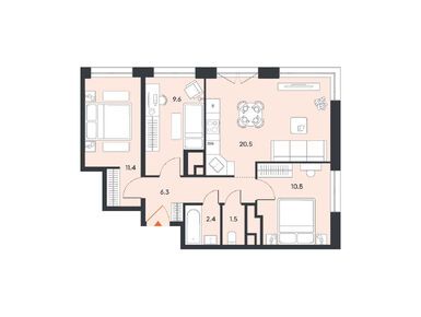 Планировки трехкомнатные в ЖК «Баланс»