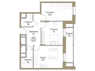 Планировки двухкомнатные в ЖК «Большая семерка»
