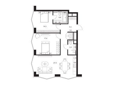 Планировки 2-к. апартаменты в A.Residence (А.Резиденс)