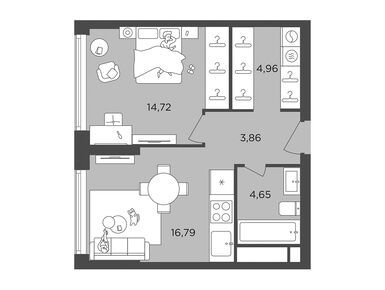 Планировки однокомнатные в Жилой квартал HEADLINER (Хедлайнер)
