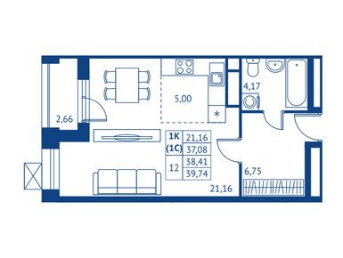Студия 37.08 кв.м, ЖК «Поколение Первых», 8 806 500 руб.