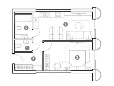 Планировки 2-к. апартаменты в NAMETKIN TOWER (Наметкин Тауэр)