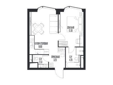 1-комнатная 42.60 кв.м, ЖК Ice Towers (Айс Тауэрс), 35 649 682 руб.