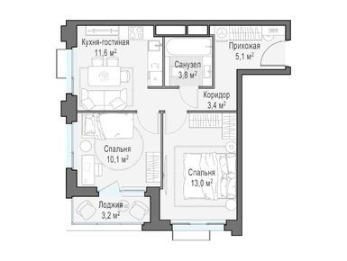 Планировки двухкомнатные в ЖК TopHILLS (ТопХиллс)