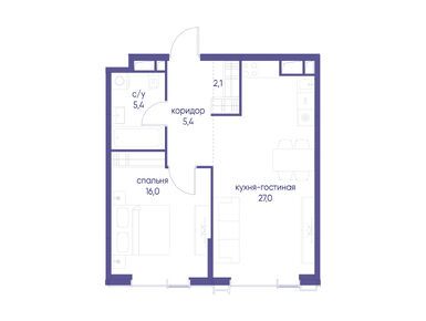 1-комнатная 55.90 кв.м, ЖК «Начало», 61 434 100 руб.