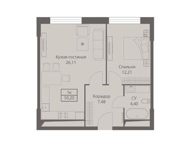 1-комнатные 50.20 кв.м, МФК DIUS (Диус), 18 602 428 руб.