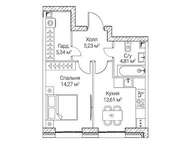 1-комнатная 43.26 кв.м, ЖК SEZAR CITY (Сезар Сити), 24 874 500 руб.