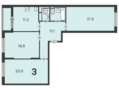 Планировки трехкомнатные в Жилой дом «Люблинская ул., д. 76, к. 5»