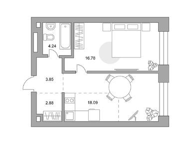 1-комнатная 45.84 кв.м, ЖК MYPRIORITY Павелецкая (Май Приорити Павелецкая), 27 550 521 руб.