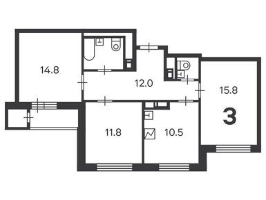 3-комнатная 70.60 кв.м, Жилой дом «Стартовая ул., д. 3/1», 21 745 492 руб.