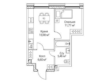 1-комнатная 39.81 кв.м, ЖК «Сезар Сити», 25 876 500 руб.