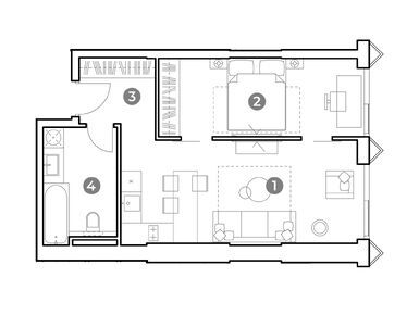 Планировки 2-к. апартаменты в NAMETKIN TOWER (Наметкин Тауэр)