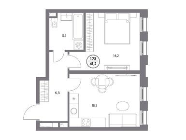1-комнатная 41.20 кв.м, ЖК «Адмирал», 19 608 464 руб.