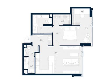 1-комнатные 72.70 кв.м, Дом Logos (Логос), 45 915 960 руб.