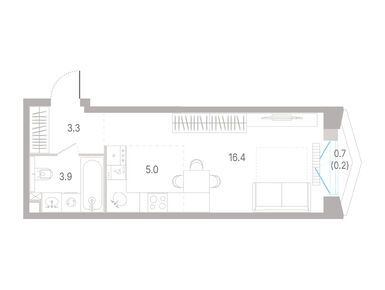 1-комнатная 28.80 кв.м, ЖК «КОД Сокольники», 18 296 640 руб.