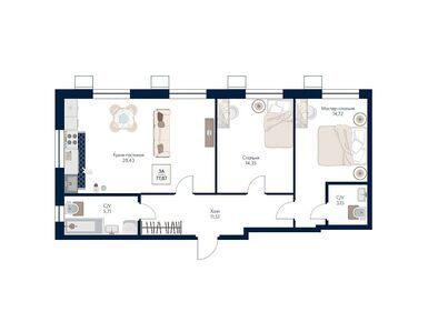 Планировки трехкомнатные в ЖК «Бархат»