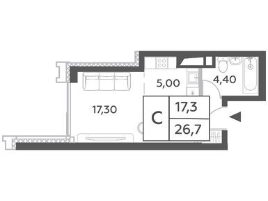 Планировки однокомнатные в ЖК Will Towers (Вилл Тауэрс)