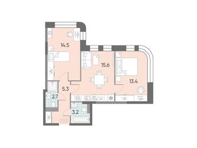 Планировки двухкомнатные в ЖК «ЗИЛАРТ»