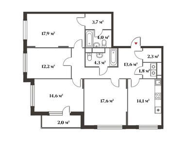 Планировки четырехкомнатные в Миниполис «Восемь Кленов»