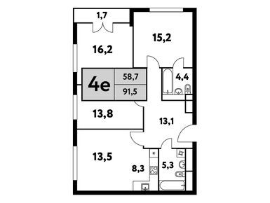Планировки четырехкомнатные в ЖК «Фестиваль Парк-2»