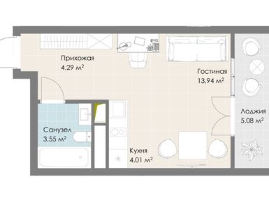 Студия 28.33 кв.м, ЖК «Дюна», 10 113 810 руб.