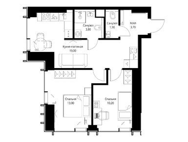 Планировки двухкомнатные в ЖК Veer (Веер)