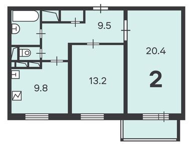 Планировки двухкомнатные в Жилой дом «Щелковское ш., д. 74»