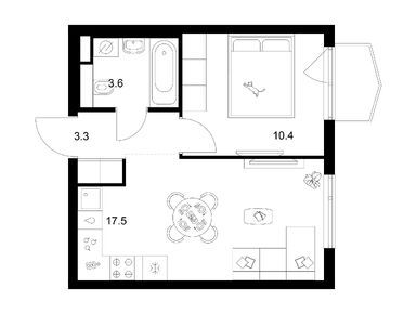 1-комнатная 35.40 кв.м, Руставели 14, 20 567 400 руб.