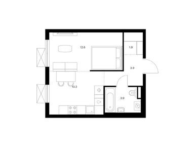 Планировки однокомнатные в Волжский парк