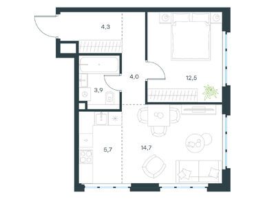 Планировки 2-к. апартаменты в Level Южнопортовая