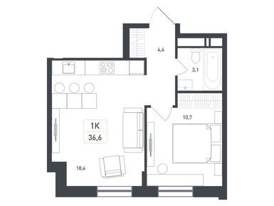 Планировки однокомнатные в ЖК «Новая Щербинка»