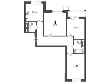 Планировки трехкомнатные в Жилой дом «Ремизова ул., д. 11, к. 2»