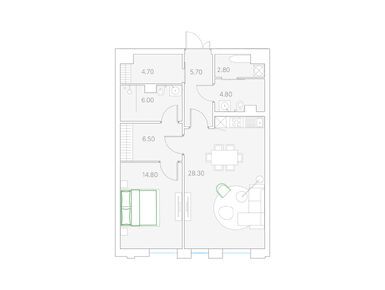 1-комнатная 73.00 кв.м, Клубный дом Duo (Дуо), 199 563 000 руб.
