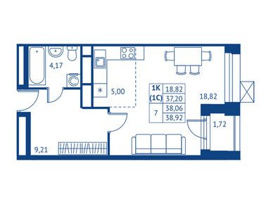 Студия 37.20 кв.м, ЖК «Поколение Первых», 8 732 328 руб.