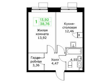 Планировки однокомнатные в ЖК «Кит 2»