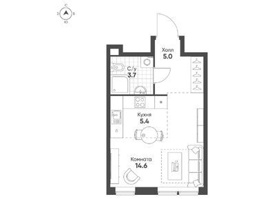 1-комнатная 28.70 кв.м, ЖК «Соколин парк», 19 378 625 руб.