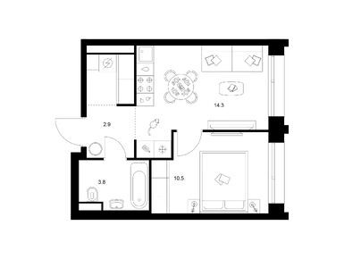 Планировки однокомнатные в Строгино 360