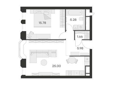 1-комнатные 53.70 кв.м, Клубный дом GloraX Premium Белорусская (Глоракс Премиум Белорусская), 31 199 999 руб.