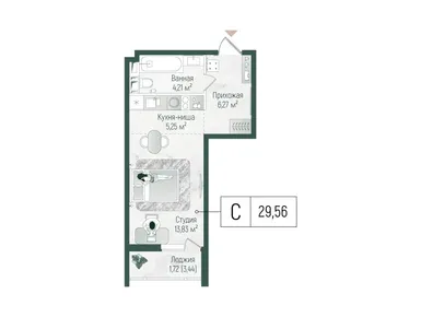 Студия 31.28 кв.м, ЖК Riga Hills (Рига Хиллс), 9 472 152 руб.