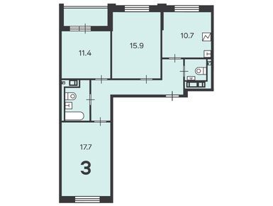 Планировки трехкомнатные в Жилой дом «Краснодарская ул., д. 6»