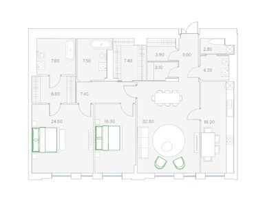2-комнатная 147.00 кв.м, Клубный дом Duo (Дуо), 433 054 000 руб.