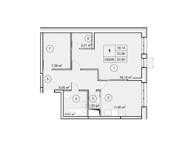 1-комнатная 53.90 кв.м, ЖК «Экоград Новый Катуар», 8 715 630 руб.