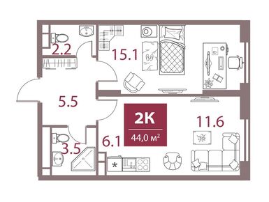 Планировки двухкомнатные в ЖК Legacy (Легаси)