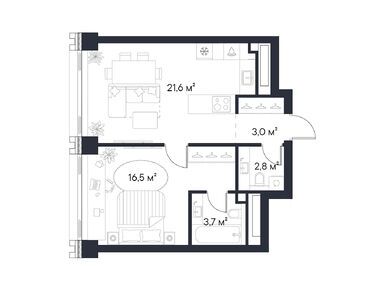 1-комнатная 47.60 кв.м, ЖК «Первый Нагатинский», 25 268 936 руб.
