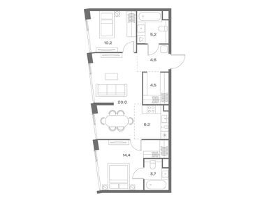 Планировки двухкомнатные в ЖК SOUL (Соул)