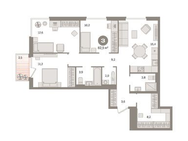 Планировки трехкомнатные в ЖК «Квартал Герцена»