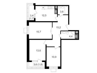 Планировки трехкомнатные в Жилой квартал «Октябрьское поле»