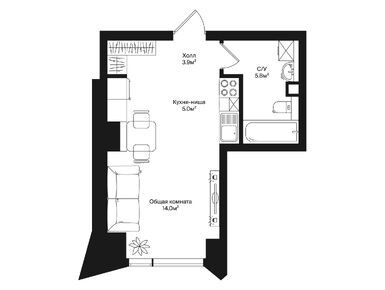 1-комнатная 28.70 кв.м, ЖК Rakurs (Ракурс), 18 541 807 руб.